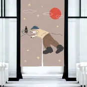 醉在日月星辰 柴犬 門簾