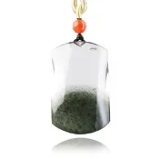 【正佳珠寶】綠幽靈 頂級玻璃體 聚寶平安無事牌 35.2g 綠幽靈吊墜