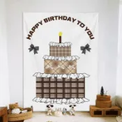 🎊氛圍感 生日快樂掛布兒童寶寶生日派對場景裝飾佈置背景布生日慶祝掛布 生日布置 生日佈置 派對佈置 尾牙 教室佈置