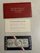 美金 1元 5角 25分 1976年 套幣 美國建國 200年 紀念幣 3枚 原封 艾森豪 登月 肯尼迪 華盛頓 美元