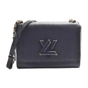【Louis Vuitton 路易威登】M57517經典Twist MM系列Epi 水波紋牛皮飾LV轉釦肩背包(黑色)