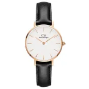 【Daniel Wellington】浪漫雪菲爾黑色皮帶石英腕錶-金框/28mm