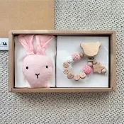 【客製化】嬰兒原木奶嘴鏈/安撫巾二入彌月禮盒