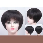 【巴黎精品】現貨+預購 女短假髮真髮假髮透氣假髮片輕量隱形增髮量假髮接髮-蓬鬆齊瀏海鮑伯頭5色a1cq13