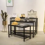 女裝展示架 北歐簡約鐵藝中島櫃 展示架層架 中島展示櫃 轉角展示架 實木展示架 落地展示架 服飾店展示櫃 層架 展示架