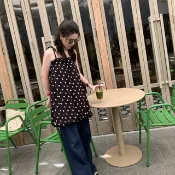 BIRUCHU POLKA DOT : 兩穿傘狀迷你洋裝/上衣