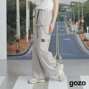 【gozo】工裝風連身吊帶直筒寬褲(淺灰/深綠_F) | 女裝 修身 休閒