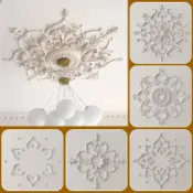 金牌五金工具 pu天花板法式燈盤仿燈盤頂花花吊燈石膏吊頂裝飾拼花屋頂燈座浮雕[DD1206002]