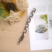 編織手機手腕繩=仿皮繩=經典麻花紋=焦茶X棕X米白