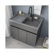 (店+)塑鋼洗衣槽 不鏽鋼水槽 洗臉盆 陽臺洗衣櫃組閤 洗衣池  洗衣臺 洗手盆 洗衣槽一體櫃帶搓闆 太空鋁