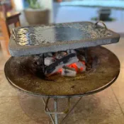 騰沖天然火山石烤盤帶把手炭火烤海鮮牛排肉酒店戶外家用韓式石板 h7081