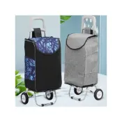(店+)免運 折疊購物收納車買菜拉車 購物車  折疊手推車买菜车小拉车家用折叠便携购物袋轻便可爬楼静音橡胶大轮结实耐用