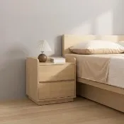 【E-home】舒眠系2抽收納床頭櫃-原木色 不含床架床墊(舒活雙人床頭 大面積 無毒)