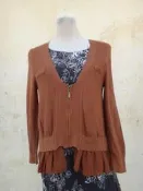 楹 ~ 正品 iROO 咖啡色 異材質針織罩衫 Size: 38