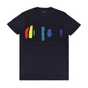 PAUL SMITH 縮寫字母LOGO筆刷條紋塗鴉設計純棉短袖T(男款/海軍藍)