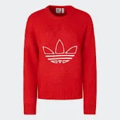 ADIDAS ORIGINALS 愛迪達 阿迪達斯 三葉草 復古 毛衣 女長袖上衣-紅色 RS W SWEATER-JN0714