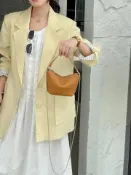 喜挖2店 頭層牛皮小眾百搭女包單肩斜後背包簡約實用鏈條拉鏈包軟真皮小包袋