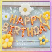 16英寸雛菊生日套裝 生日快樂字母氣球  生日氣球 派對佈置 野餐裝飾拍照 花朵氣球 雛菊氣球 數字氣球 XW4R