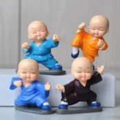 功夫小和尚 新中式禪意四不小和尚 醉拳小和尚 家居擺件裝飾品 小沙彌公仔 客廳辦公室裝飾品 桌面擺件 車載擺件