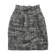 【DOKODEMO】Antonio Marras 義大利製造羊毛千鳥格疊層半身裙，44碼，黑色。 [二手][antonio marras]