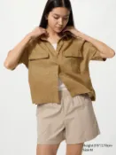 【UNIQLO】女裝 特級亞麻寬版開領襯衫(短袖) 484256