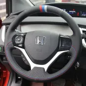 思樂小舖 12-15款Honda本田九代思域civic方向盤套真皮手縫13-20款傑德Jade專用保護套四季款透氣防滑全包
