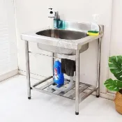 【Abis】頂級升級加牆款304不鏽鋼72CM洗台大水槽/洗手台/洗碗槽/洗衣槽/流理台(2.4尺)