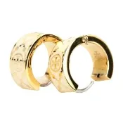 【TORY BURCH】T Monogram 琺瑯印圓環穿針式耳環-白色