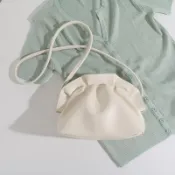 荷葉邊雲朵包韓版小清新小衆設計包包2021新款單肩斜挎褶皺餃子包HC2O