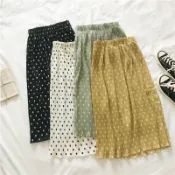 Raedy Stock Women Skirt Summer Style Elastic Waist Polka Dot