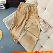 [衣澄澄] 快速出貨-100%正品撤櫃桑蠶絲休閒褲真絲緞面寬褲2026新款垂墜感直筒寬鬆褲