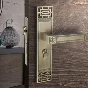 店長推薦   新中式門鎖室內臥室房間門鎖具把手家用通用型靜音實木門鎖子古銅