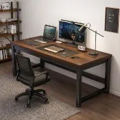 【Easy buy 居家生活】工業風電腦辦公桌100CM寬-40X40MM支架(辦公桌 電腦桌 工作桌 書桌 成長桌)