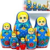 俄羅斯套娃 7 件套 - Matryoshka 娃娃 - 手繪 Baboushka