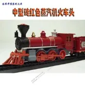 中型磚紅色蒸汽機火車頭 電動完據軌道火車模型配件 高速列車  客車廂  油罐車qswj