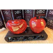 【菲麗雅精品屋】 琉璃蘋果水晶玻璃 金箔柿子金箔紅蘋果 擺件水晶玻璃 蘋果平安 事事如意一世平安
