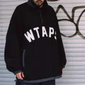 【𝑪𝑱𝑴𝑭】WTAPS PLAYER字母刺繡 厚磅半拉鏈搖粒絨長袖外套 立領夾克外套 長袖上衣 長踢 男女同款