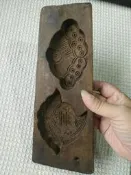 木刻糕點面食模具卡子，壽桃，蓮蓬圖案刻工精美漂亮，有使用痕跡，有裂紋，具體細節看圖片，老物件售概不退換請看好再
