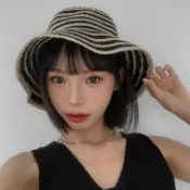 【Aa.chic】條紋撞色草編漁夫帽(兩色).女帽/漁夫帽/條紋/撞色/草編/渡假/休閒【C03c771】