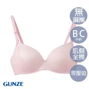 【GUNZE 郡是】肌側全棉無鋼圈內衣 背扣式 內衣 胸罩 粉 TB6008