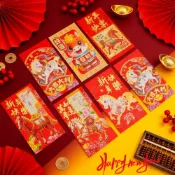 6 件/套 CNY 春節馬紋紅包多種款式 2026 年馬年幸運信封中國新年裝飾品
