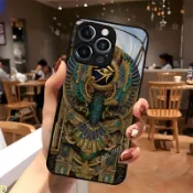 埃及荷魯斯之眼高透玻璃手機殼適用 iPhone18 17 16plus 15 14 13 12 復古神秘風創意防摔保護殼