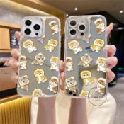 日本吐司麪包小貓防摔手機殼適用蘋果16E鏡面iPhone15 14 13 12 11 情侶款 全包邊 保護殼 硬殼
