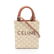 【DOKODEMO】【二手】Celine CELINE手提包 Mini Vertical Cabas Triomphe 2WAY 象牙白/ブラウンPVC 塗層帆布皮革 Triomphe Vertical Cabas Mini