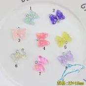 手工飾品diy手作材料配 樹脂亮片果凍色蝴蝶結耳環耳環耳針鑰匙圈掛飾包包吊飾掛件材料零組件