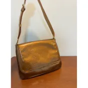 Louis Vuitton 正品 漆皮壓紋王菲包 金 青銅 M91124 LV 老花 Vintage 日本 古董 斜背包