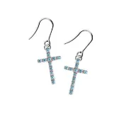 【TiMISA】彩鑽十字S 純鈦耳環一對(兩色可選)