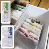 (店+)【春子家】日本製 冷凍庫收納盒2件組 保鮮袋收納盒 保鮮袋直立收納 冷凍立式收納 冰箱隔板(冷凍夾、冷凍庫收納、冷藏收納、冰箱收納)