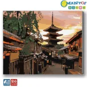 京都夕照【MANTO】 大尺寸數字油畫DIY 風景減壓版 釘好內框 生日禮物 情人節禮物 成人紓壓