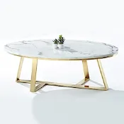 Boden-莎曼4尺橢圓形石面大茶几-120x60x38cm